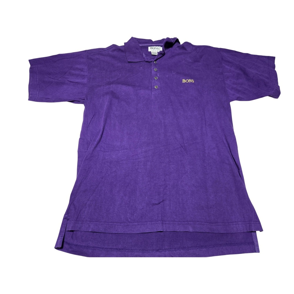 Heritage Preppy Boss America Purple Polo Shirt Cotton‎ Drop-Tail L
